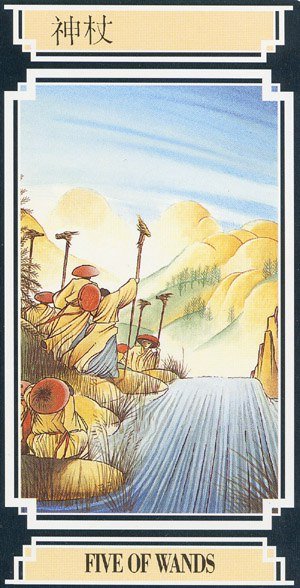 Chinese Tarot FIVE OF WANDS Image