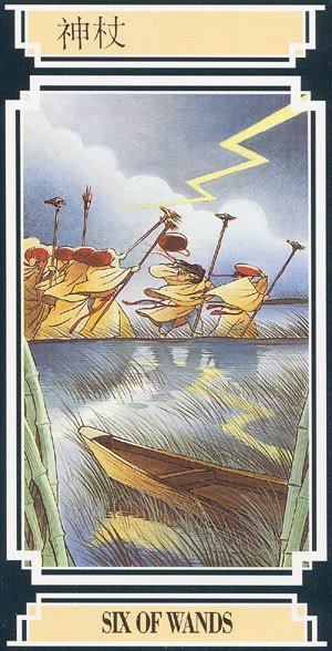 Chinese Tarot SIX OF WANDS Image