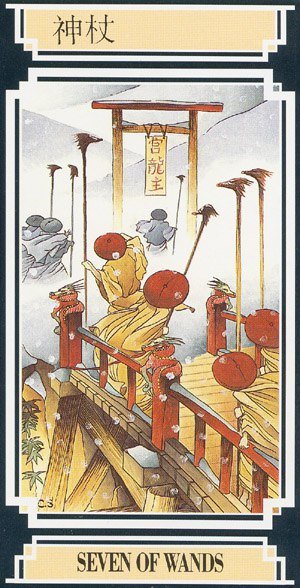 Chinese Tarot SEVEN OF WANDS Image