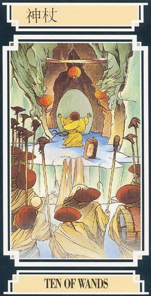 Chinese Tarot TEN OF WANDS Image