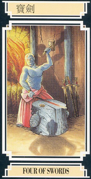 Chinese Tarot FOUR OF SWORDS Image